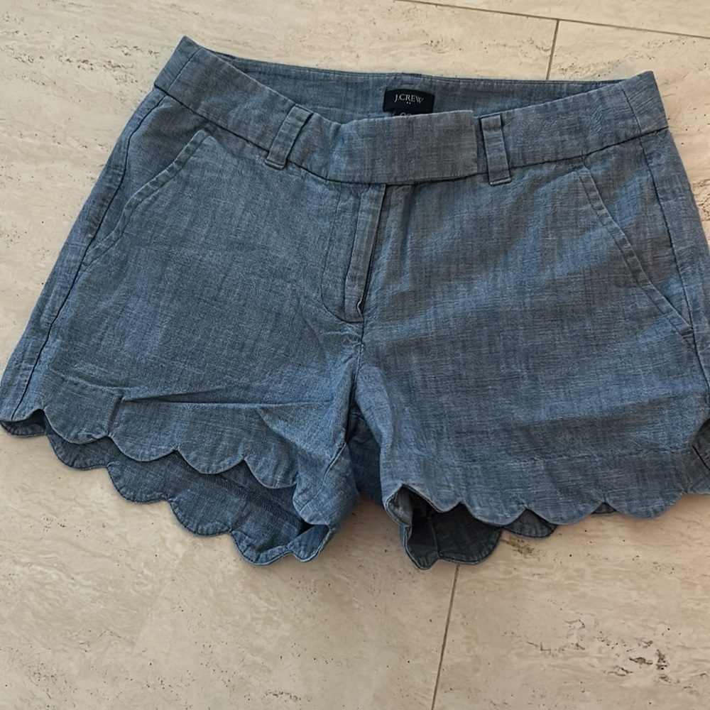 J. Crew Scalloped Shorts - White, Peach, Black, chambray blue - Picture 10 of 16